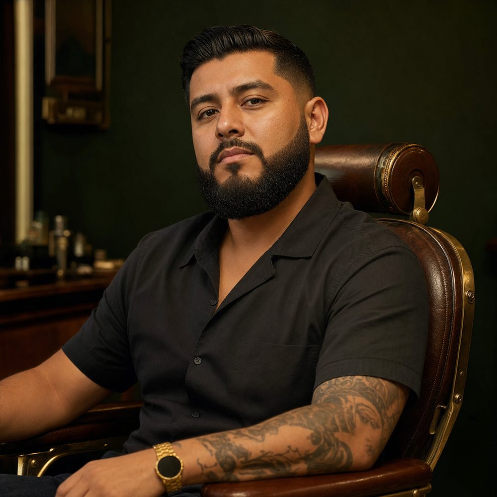 Cliente con barba recién perfilada