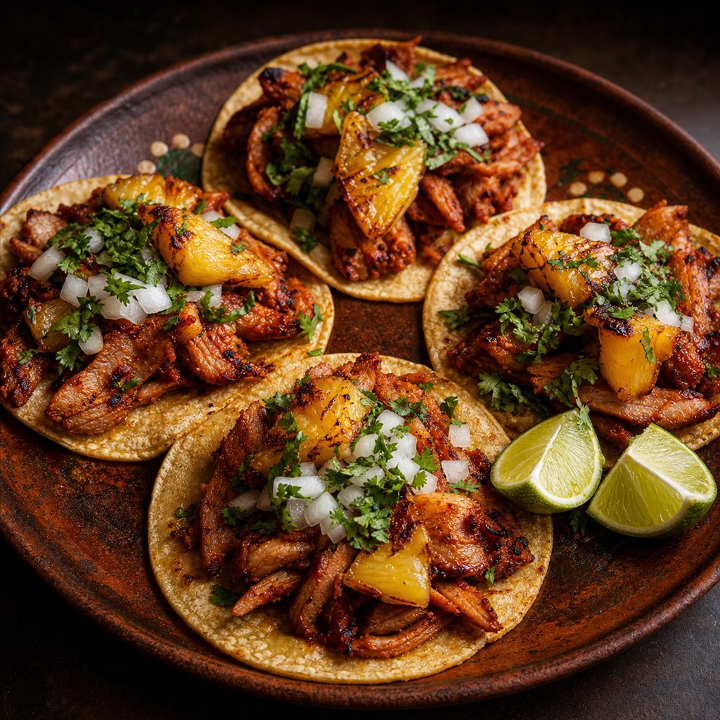 Tacos al pastor con piña